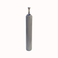 Газовый баллон 10 л для газовых смесей стальной бесшовный 150 бар с латунным вентилем, новый, серый соединение DIN1 (W21,8x1-14'' LH)- Cylinder 10 liters 150 bar grey color valve DIN1 (W21,8x1-14'' LH)